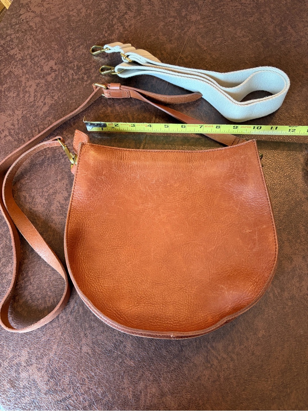 Madewell Leather Saddle Crossbody Bag in Tan